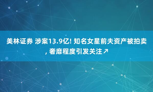 美林证券 涉案13.9亿! 知名女星前夫资产被拍卖, 奢靡程度引发关注↗